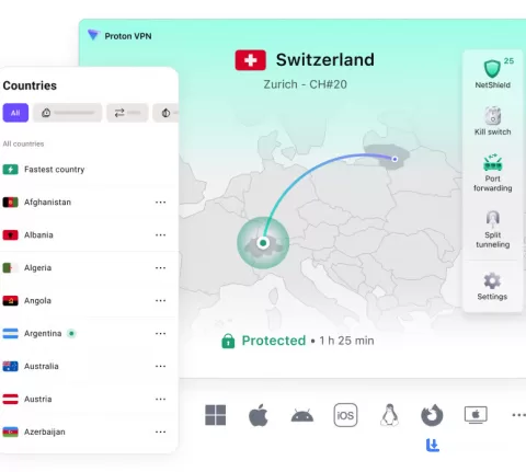 Windows üzerinde Proton VPN 5.1.8, ekran görüntüsü 1/1
