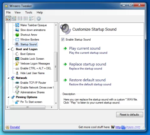 Windows 上的 Startup Sound Changer 1.0，截图 1/1